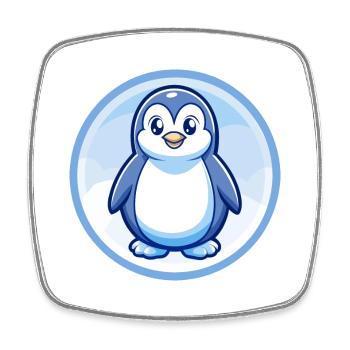 Penguin Blue Kawaii Cartoon Character Clipart Pet - Square fridge magnet - white - Front
