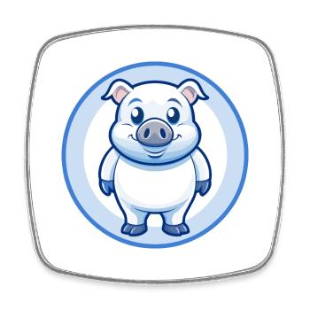 Cochon Bleu Mignon Kawaii Dessin animé Personnage Clipart Animal de compagnie - Magnet carré - blanc - Devant