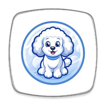 Poodle Dog Blue Kawaii Cartoon Character Clipart - Square fridge magnet - white - Front
