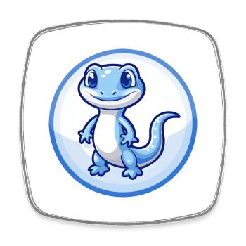 Salamander Blau Kawaii Cartoon Figur Clipart - Viereckiger Kühlschrankmagnet - Weiß - Vorne