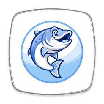 Salmon Blue Kawaii Cartoon Character Clipart Pet - Square fridge magnet - white - Front