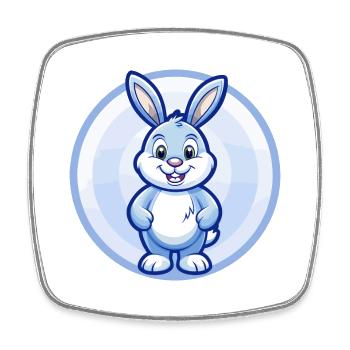 Rabbit Blue Kawaii Cartoon Character Clipart Pet - Square fridge magnet - white - Front