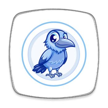 corbeau bleu kawaii dessin animé personnage clipart animal de compagnie - Magnet carré - blanc - Devant