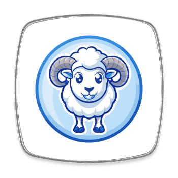 Ram Blau Niedlich Kawaii Cartoon Figur Clipart Haustier - Viereckiger Kühlschrankmagnet - Weiß - Vorne