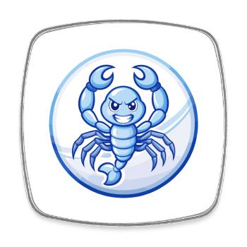 Skorpion Blau Kawaii Cartoon Figur Clipart Haustier - Viereckiger Kühlschrankmagnet - Weiß - Vorne