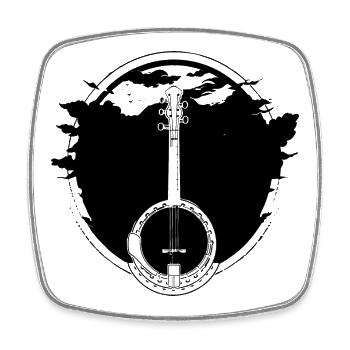 Banjo - Viereckiger Kühlschrankmagnet - Weiß - Vorne