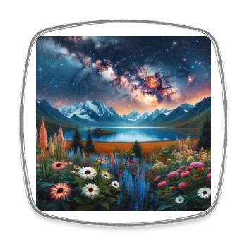 Nuit Étoilée sur Jardin Alpin N°5 - Magnet carré - blanc - Devant