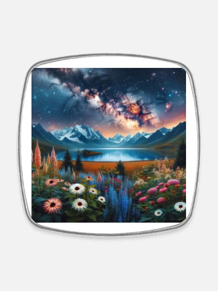 Starry Night on Alpine Garden N°5 - Square fridge magnet - white