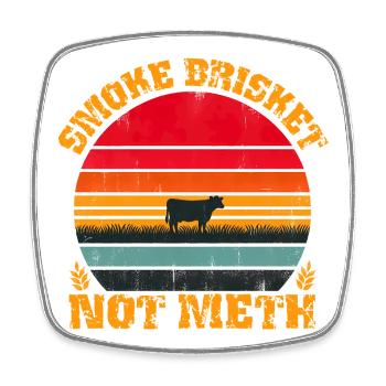 Smoke Brisket Not Meth, lustiges Retro-Kuh-Design - Viereckiger Kühlschrankmagnet - Weiß - Vorne