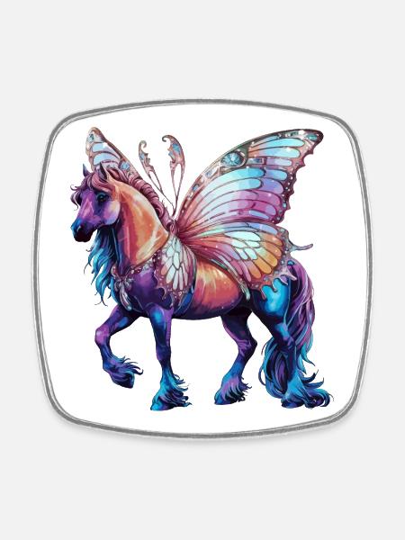 Butterfly Horse - Square fridge magnet - white