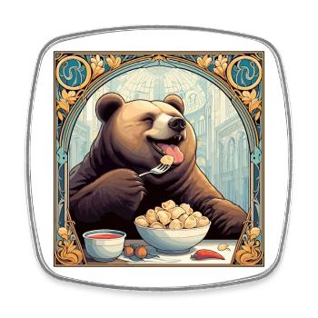 Pelmeni Bear Russian Gift - Square fridge magnet - white - Front