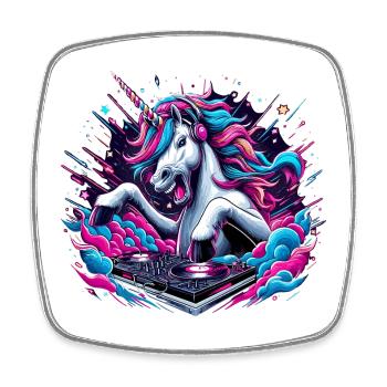 Einhorn DJ Musik auflegen Geschenk - Viereckiger Kühlschrankmagnet - Weiß - Vorne