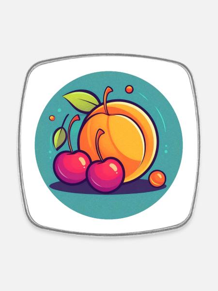 Summer fruits, apricot, cherries, sun and freedom - Square fridge magnet - white