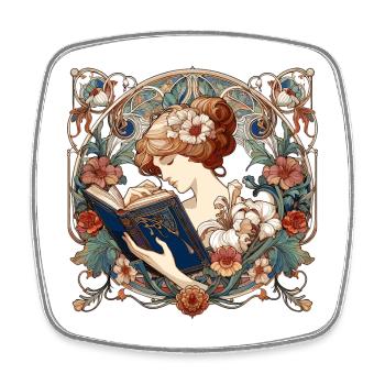 Woman Reading Browsing Book Books Gift - Square fridge magnet - white - Front