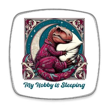 T-Rex Sleeping Hobby Gift - Square fridge magnet - white - Front