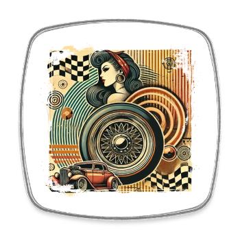 Tuning Hot Rod Rockabilly Design - Viereckiger Kühlschrankmagnet - Weiß - Vorne