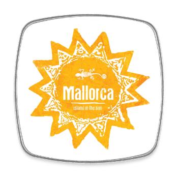 Mallorca sun logo with gecko and sun - Square fridge magnet - white - Front