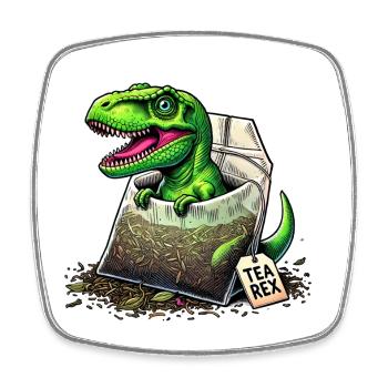 Dinosaure T-rex Tea Rex - Magnet carré - blanc - Devant