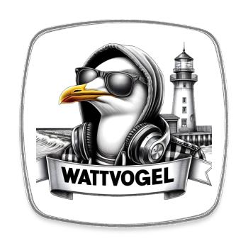 Coole Möwe Wattvogel mit Sonnenbrille und Kapuze - Viereckiger Kühlschrankmagnet - Weiß - Vorne