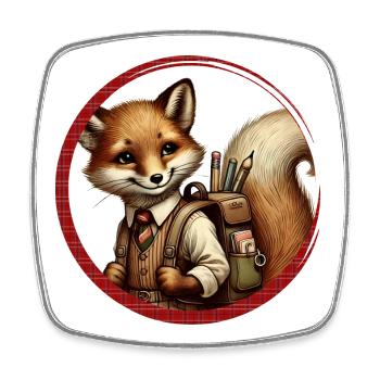 Starting school in style: Fuchs for school beginners - Square fridge magnet - white - Front