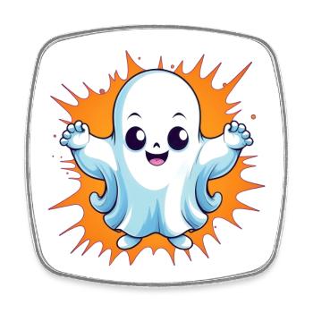 Halloween Gespenst - Viereckiger Kühlschrankmagnet - Weiß - Vorne