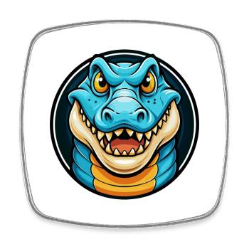 Alligator Colorful Kawaii Cartoon Character Animal - Square fridge magnet - white - Front