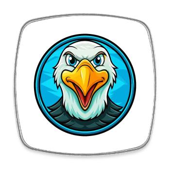 Albatross Colorful Kawaii Cartoon Character Animal - Square fridge magnet - white - Front