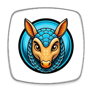 Armadillo Colorful Kawaii Cartoon Character Animal - Square fridge magnet - white - Front