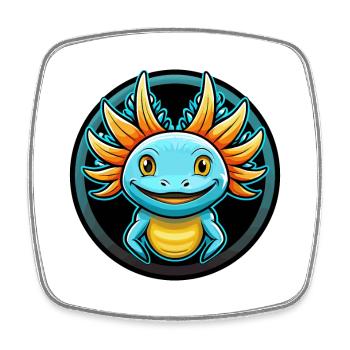 axolotl coloré Kawaii Dessin animé Personnage Clipart - Magnet carré - blanc - Devant