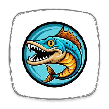 Barracuda Coloré Kawaii Dessin Animé Personnage Animal - Magnet carré - blanc - Devant