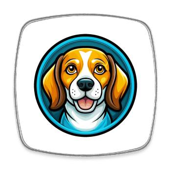 Beagle Dog Colorful Kawaii Cartoon Character Pet - Square fridge magnet - white - Front