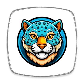 Amur Leopard Colorful Kawaii Cartoon Character Pet - Square fridge magnet - white - Front