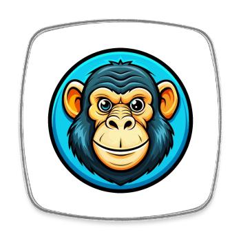 Bonobo Colorful Kawaii Cartoon Character Clipart - Square fridge magnet - white - Front