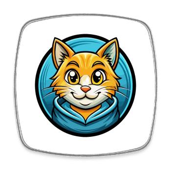 Cat Colorful Kawaii Cartoon Character Clipart Pet - Square fridge magnet - white - Front