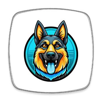 German Shepherd Dog Colorful Kawaii Cartoon Animal - Square fridge magnet - white - Front