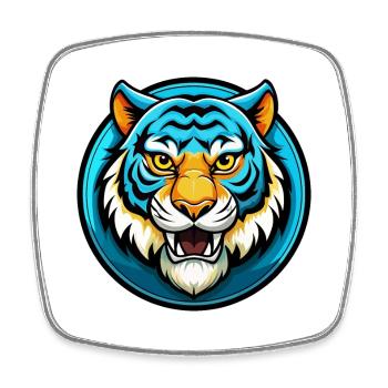 Tiger Colorful Kawaii Cartoon Character Clipart - Square fridge magnet - white - Front