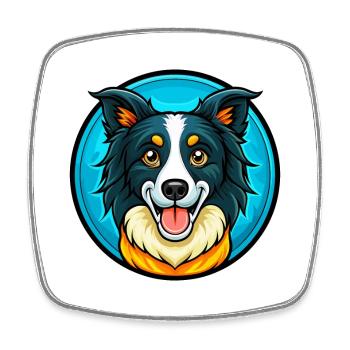 Border Collie Hund Bunte Kawaii Cartoon Clipart - Viereckiger Kühlschrankmagnet - Weiß - Vorne