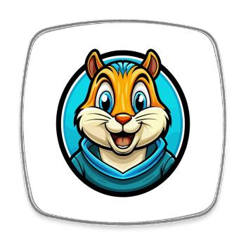 Chipmunk Coloré Kawaii Dessin Animé Personnage Clipart - Magnet carré - blanc - Devant