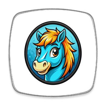 Pony Bunt Kawaii Cartoon Charakter Clipart Haustier - Viereckiger Kühlschrankmagnet - Weiß - Vorne