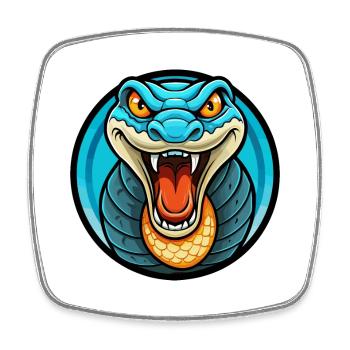 Anaconda Colorful Kawaii Cartoon Character Clipart - Square fridge magnet - white - Front
