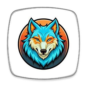 Arctic Wolf Colorful Kawaii Cartoon Character Pet - Square fridge magnet - white - Front