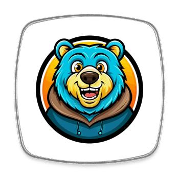 Bear Colorful Kawaii Cartoon Character Clipart Pet - Square fridge magnet - white - Front