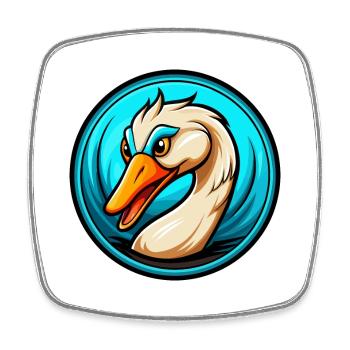 cygne coloré kawaii dessin animé personnage clipart animal de compagnie - Magnet carré - blanc - Devant