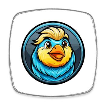 Canari oiseau coloré Kawaii dessin animé Personnage Animal de compagnie - Magnet carré - blanc - Devant