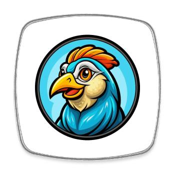 Partridge Colorful Kawaii Cartoon Character Animal - Square fridge magnet - white - Front