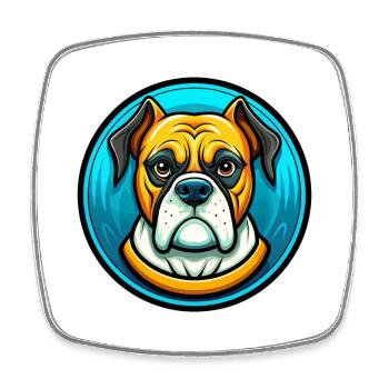 Boxer Hund Bunt Kawaii Cartoon Figur Tier - Viereckiger Kühlschrankmagnet - Weiß - Vorne
