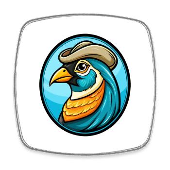 Quail Colorful Kawaii Cartoon Character Clipart - Square fridge magnet - white - Front