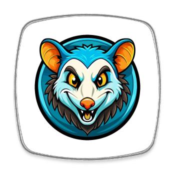 Opossum coloré Kawaii Dessin animé Personnage Clipart - Magnet carré - blanc - Devant