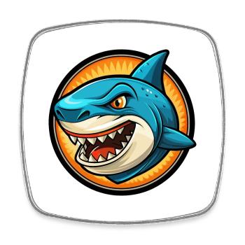 Shark Colorful Kawaii Cartoon Character Clipart - Square fridge magnet - white - Front