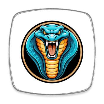Cobra Colorful Kawaii Cartoon Character Clipart - Square fridge magnet - white - Front